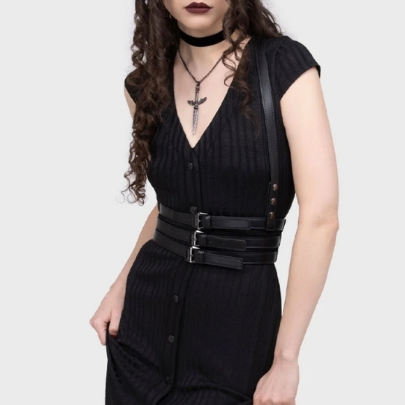 Killstar Black Leather Suspenders - Picture 4 of 5